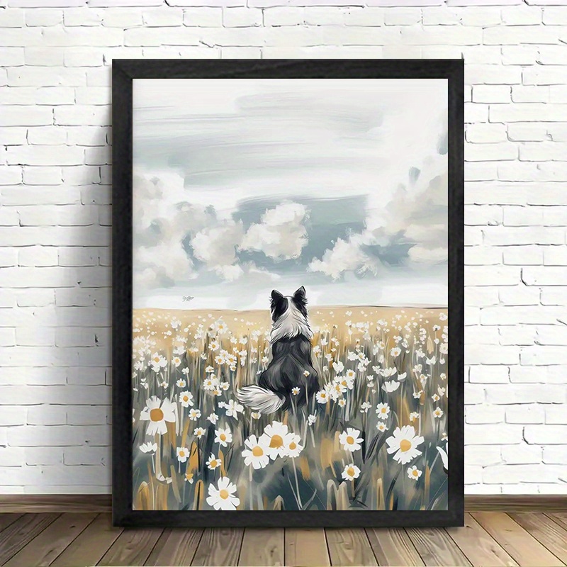 TEMU 2d Flat, 2d Flat Canvas Print,1pc Unframed Border Collie Dog Poster - Wall Art Suitable For Home, Office, Cafe - Farmhouse Decor Gift For Pet