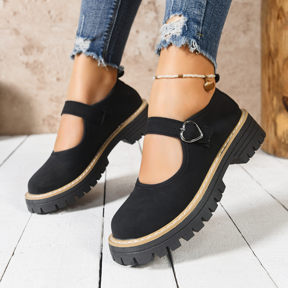 TEMU Chaussures Élégantes pour Femme, Chaussures Habillées pour Dame, Chaussures Mary Jane Grande Taille pour Femme en Simili-cuir à Européenne avec