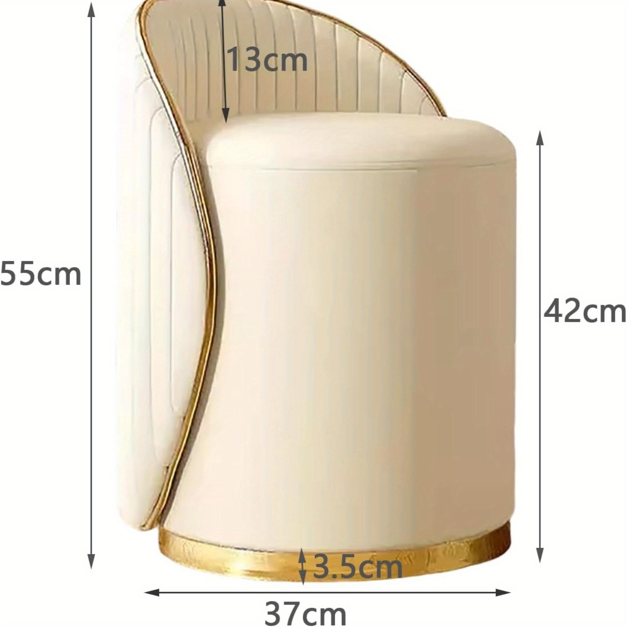 Round Makeup Stool, 360° Rotatable Dressing Table Stool with Leather Cover Wooden Frame, Footstool, Padded Stool, Suitable for Living Room, Bedroom (Beige/Gray/Orange)