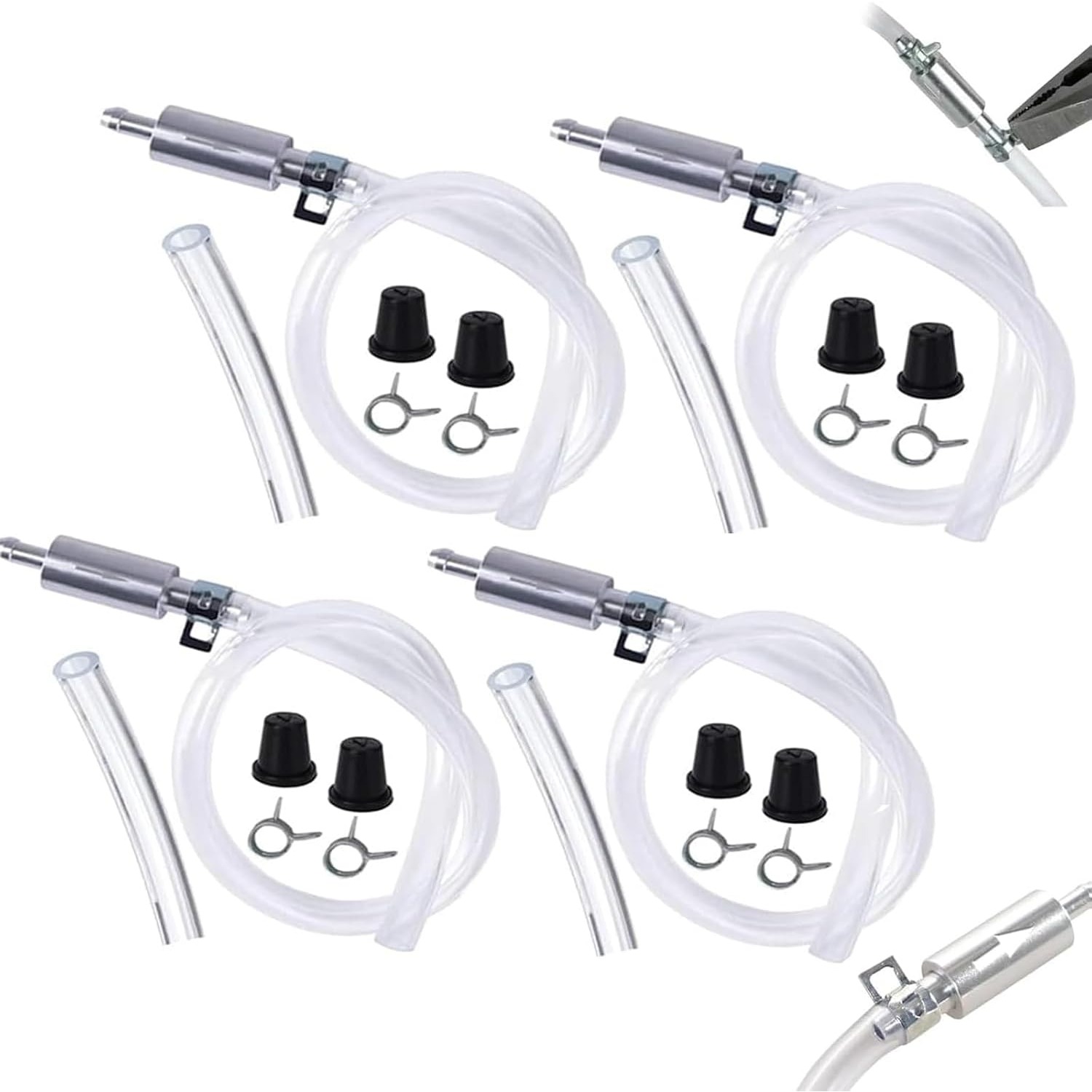 TEMU 4pcs Universal Brake Fluid Deflerator, Brake Bleed Hose, Bleeding Tools, Auto Motorcycle Clutch Check Valve Tube Deflation Tool Kit Hose With Metal Clamp (4pcs)