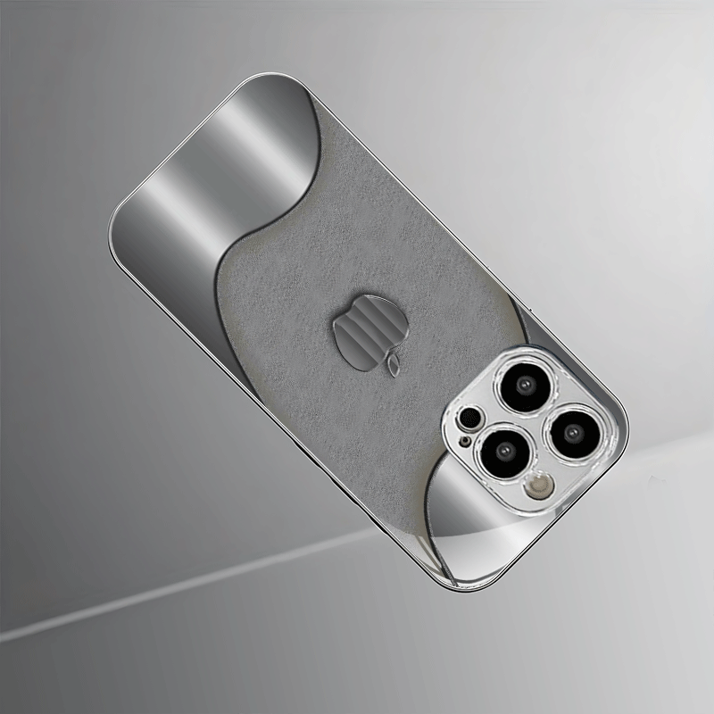 Simple Business Personality Trend Cute Electroplated Silver Metal Texture Simple Apple Pattern Electroplated Silver Glass Phone Case Suitable for Iphone16, 16Plus, 16Pro, 16Promax, for Iphone 15, 15Plus, 15Pro, 15Promax, 14, 14Plus, 14Pro, 14Promax, 13, 13Pro, 13Promax, 12, 12Pro, 12Promax, 11, 11, 11Pro Max, Full Coverage Reinforced Glass Protective Cover, Mobile Phone