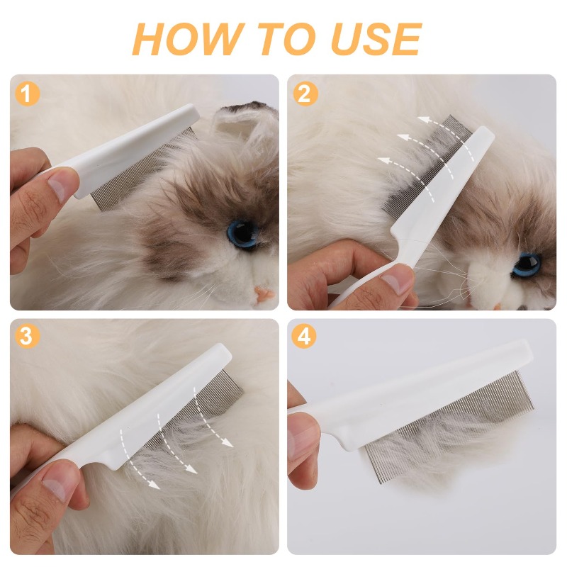 2pcs pet facial comb set white pp material fine tooth   cleaning pp material fine tooth design rounded tooth tips to protect delicate   combating hair roots   removing   floating hair and   stains