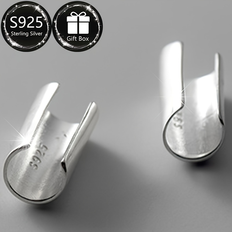 Minimalist Geometric Long Bar Clip Earrings 925 Silver