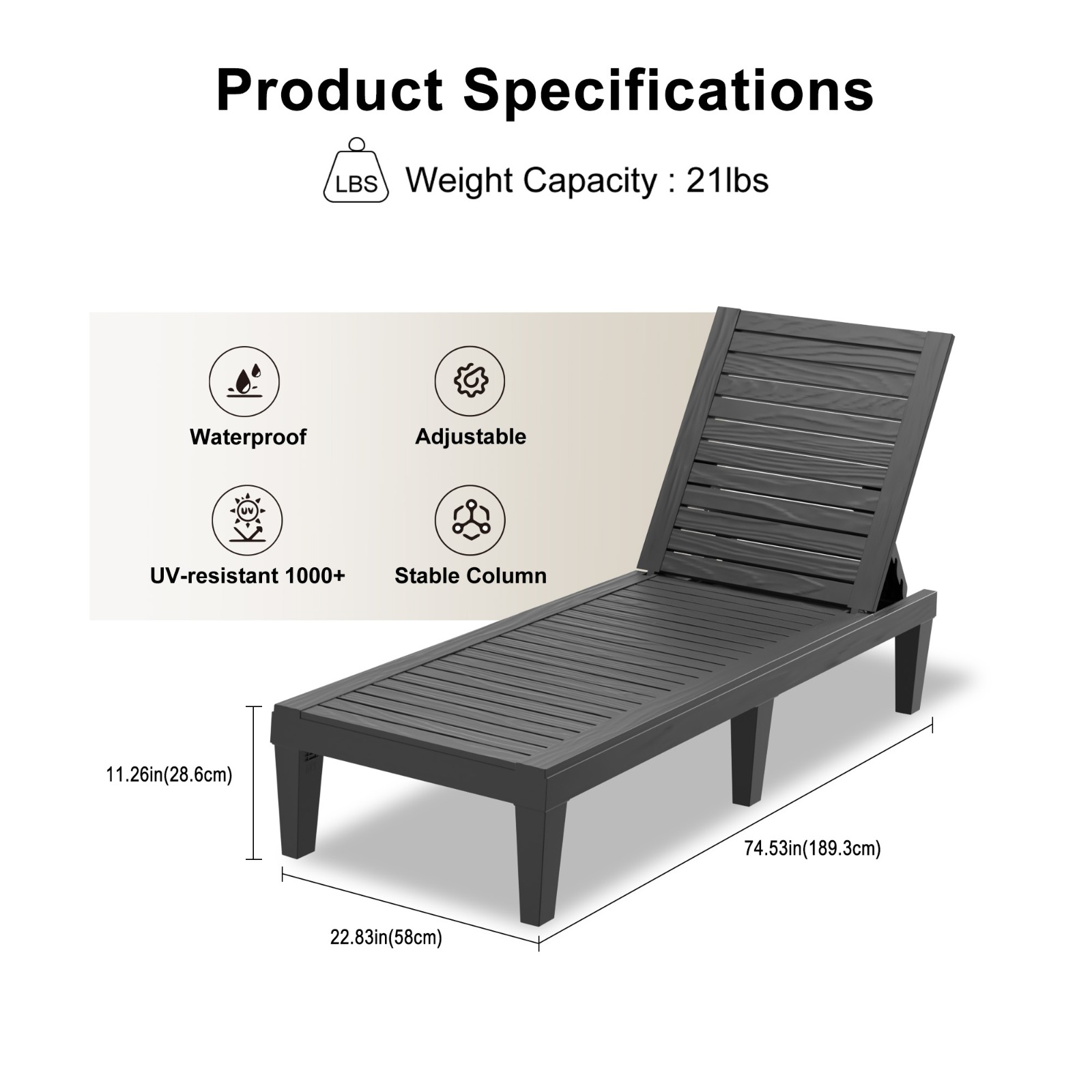 Outdoor lounge chair with foldable and stackable design and ergonomic armrests, suitable for outdoor leisure chairs such as poolside, backyard, balcony, etc. It is a perfect holiday gift and durable garden furniture.