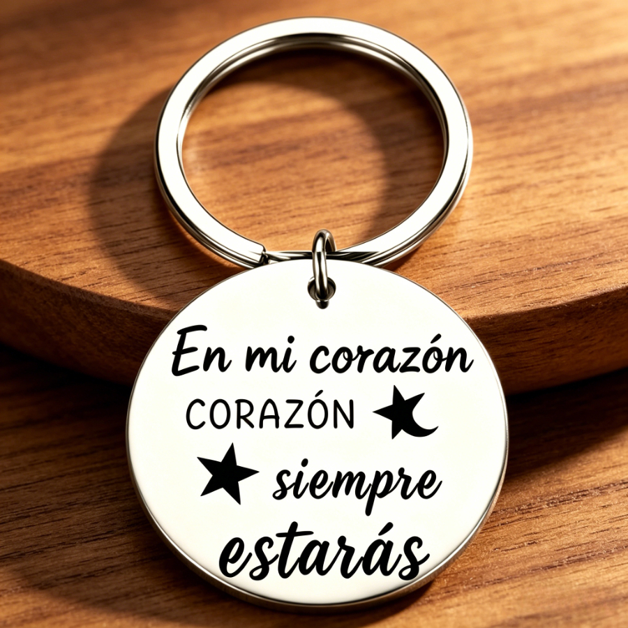 TEMU Llavero en español con " estarás ", llavero grabado de acero inoxidable, regalo romántico para amantes