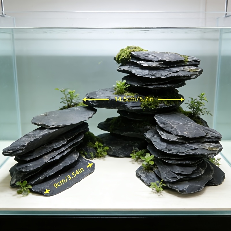 6 natural slate stones about 8 99 14 48cm suitable for fish tank aquarium decoration garden landscaping turtle sunbathing platform   box reptile habitat