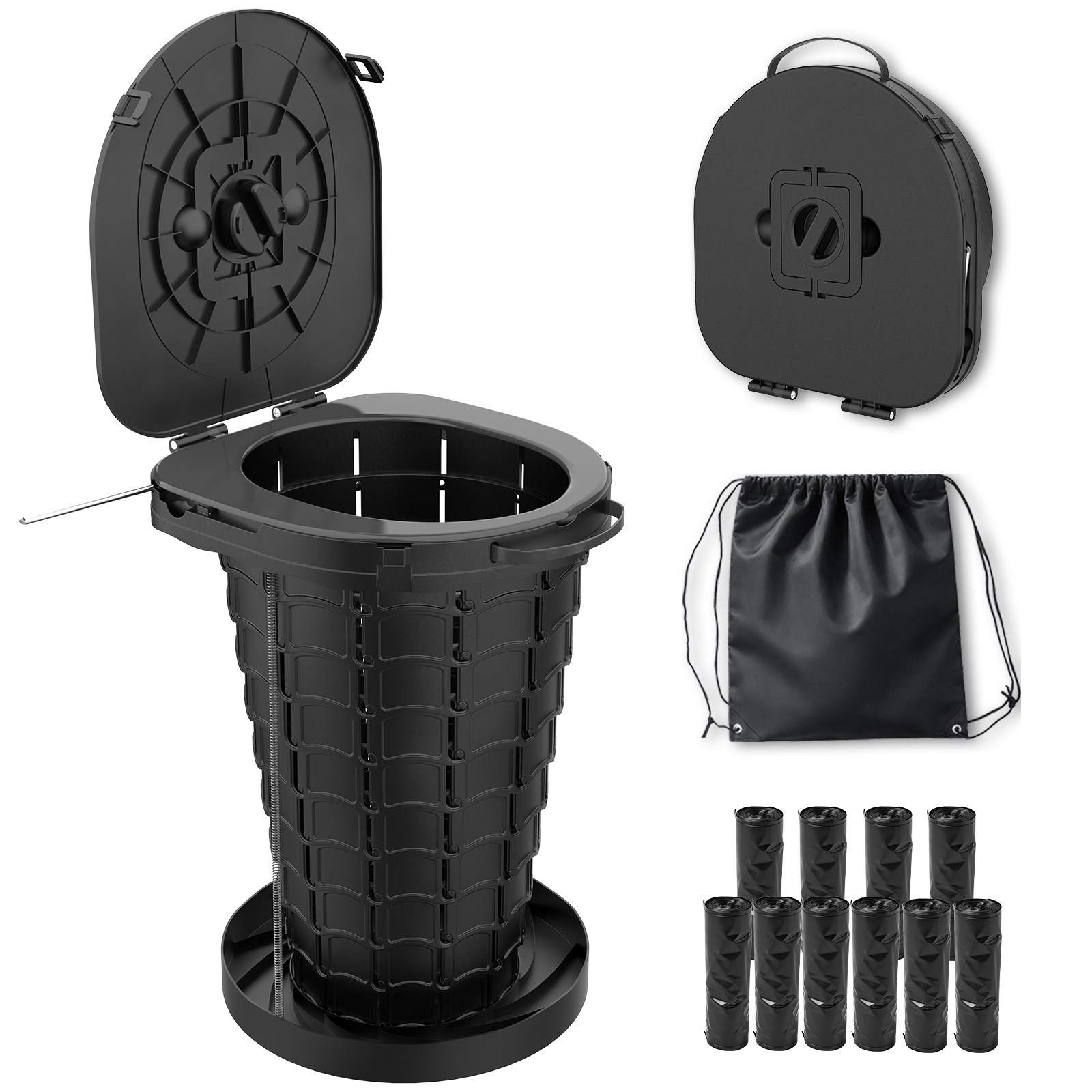 Image of Foldable Camping Toilet With Adjustable Height, Space- Portable Wc For Outdoor And Travel
