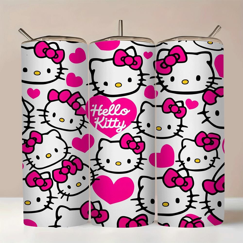 

[1pc Hello Kitty Insulated Stainless Steel ] 1pc Hello Kitty Stainless Steel With Straw, Insulated Travel Cup, Metal Drinkware, With Design, For Outdoor, Birthday Gift Idea