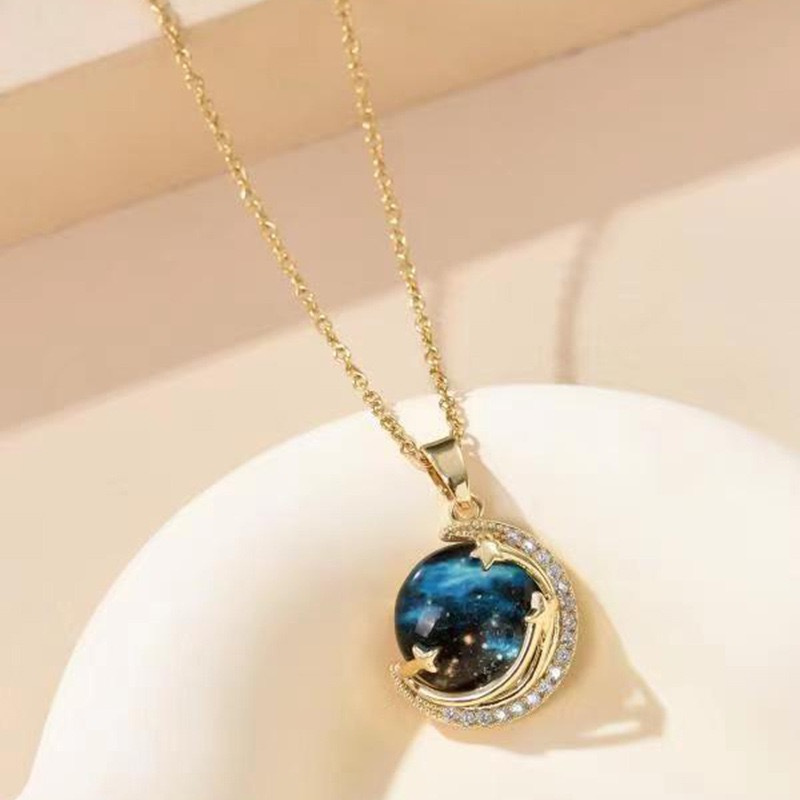 Rainbow Opal Necklace with Zirconia Pendant