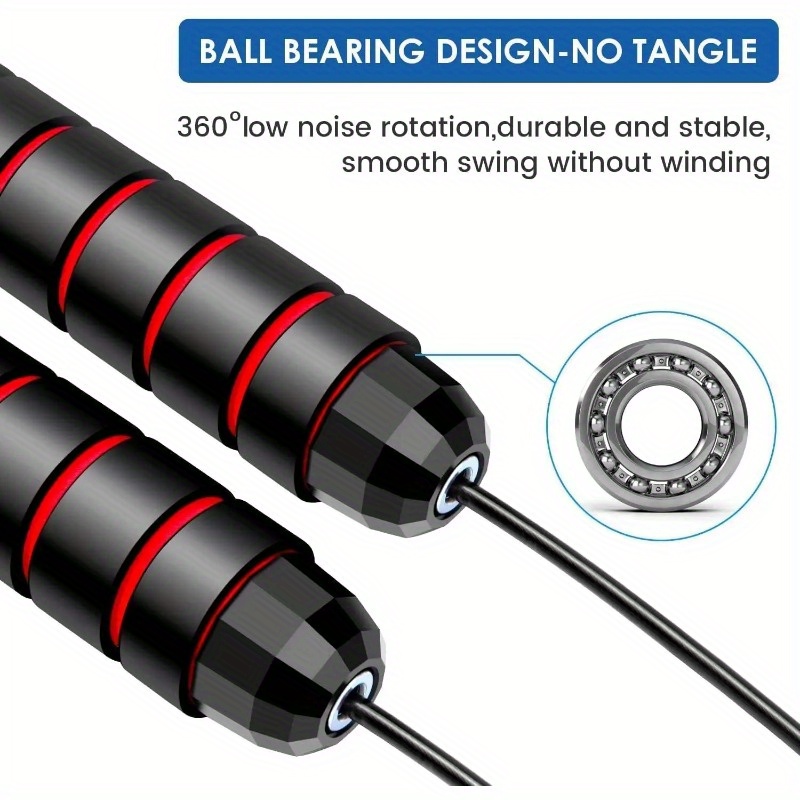 Adjustable, Anti-Slip Handle Jump Rope with Smooth Bearing Steel Wire - Ideal for Home Fitness Training, Burning & Shaping, Includes Extra Ankle Straps & Wrist Support