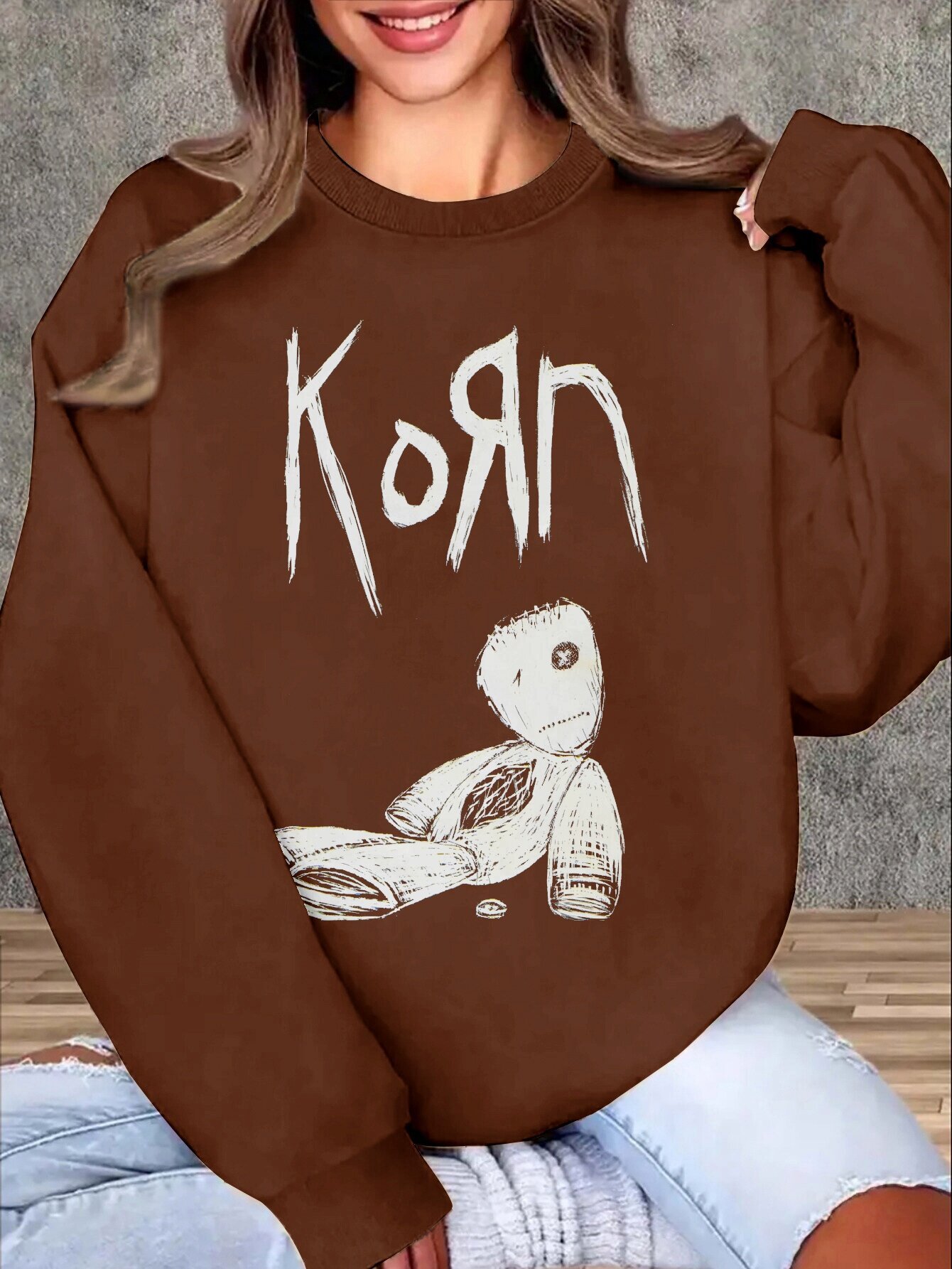 graphic women's casual long sleeve crewneck Temu Portugal