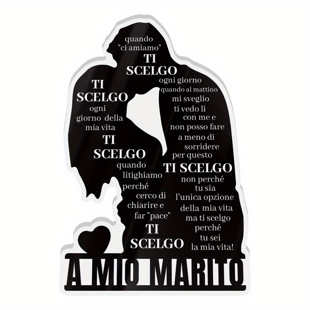TEMU 2d Flat, 2d Flat Putuo Decor 1pc Italian Acrylic Sign Table Decor, "to My Husband, You Day Of My Life," Desktop Decoration For Home Room, Gift