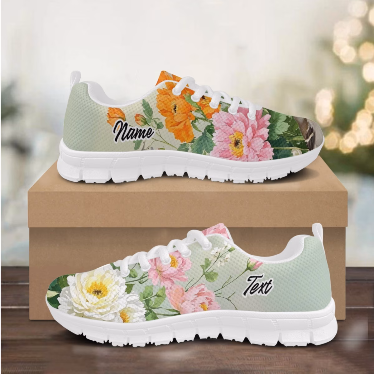 Custom Floral Name Sneakers - Personalized Sneakers for Men &...