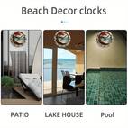 12 inch beach sunset serenity wall clock silent non ticking movement nature inspired coastal art with seashell fiberboard round clock for living room bedroom office decor perfect gift aa battery not included beach decor bedroom decoration textured finish