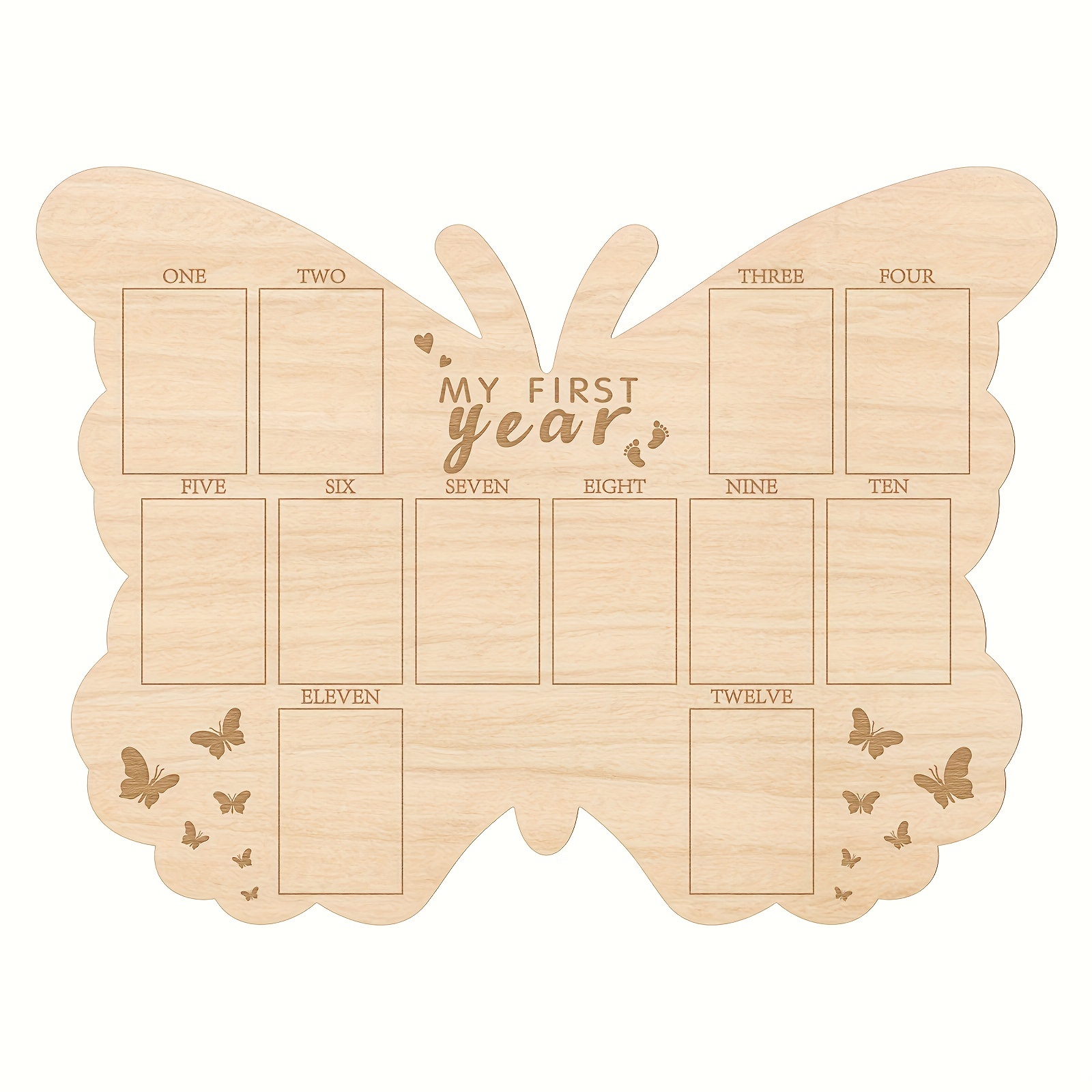 TEMU Plat 2D, Panneau en Bois pour Affichage Photo "Ma Première Année", Panneau de Papillon pour Étape de 12 Mois, Cadre Photo Souvenir
