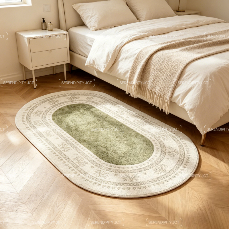 TEMU Faux Cashmere 900g 1pc Retro Bedroom Decor Bedside Carpet Mid-century Style Living Room Sofa Carpet - Style Walk-in Closet Creative Plush Carpet