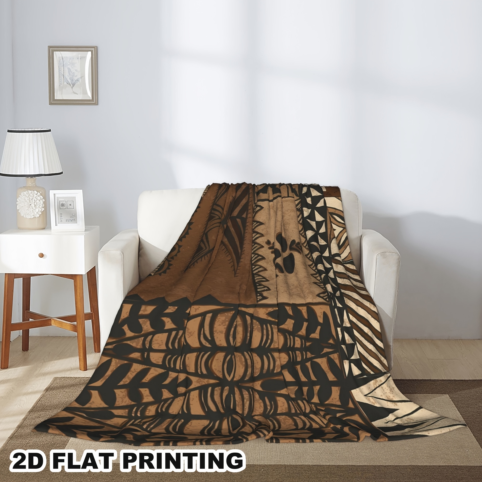 TEMU This Tonga Blanket Of Breathable Fabric, 2d Flat 1pc, Lightweight, Ideal For Home Use. Used As A Decor, Suitable , Car, Workplace, And As A