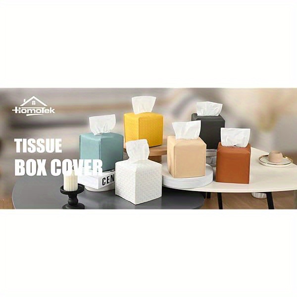 2 pack tissue box cover square   leather tissue holder decorative facial tissue cube paper organizer dispenser for bathroom night stands desk car   matte   grain Product details 0