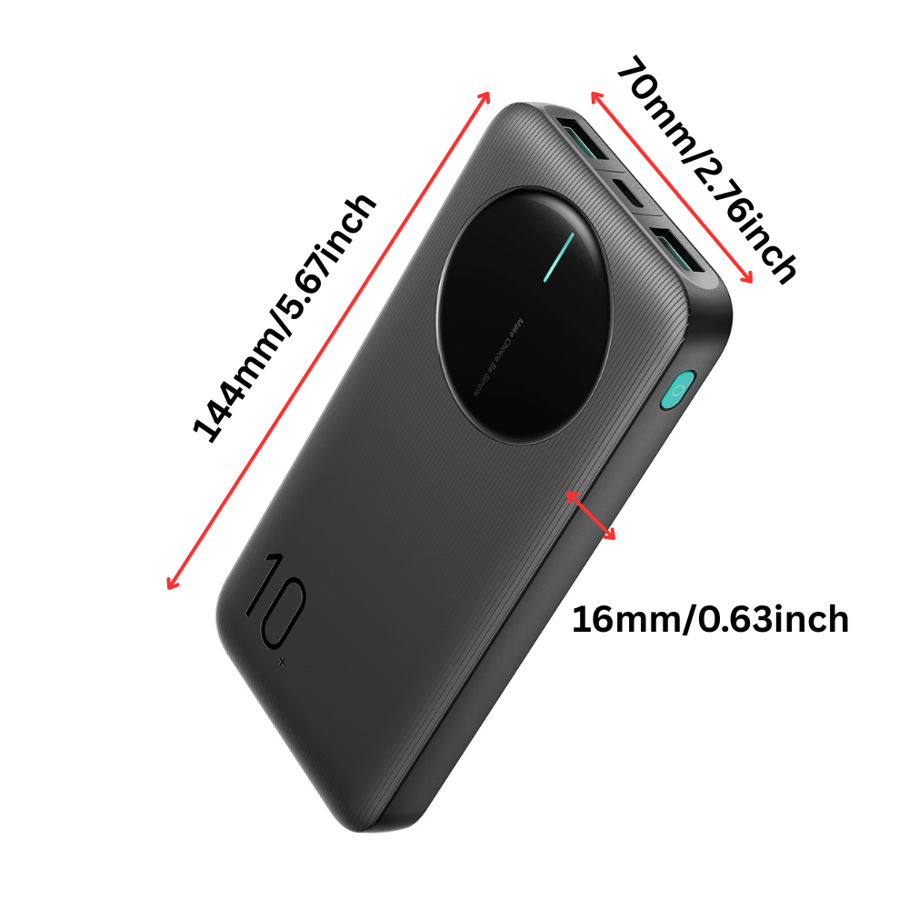 TEMU 10000mah Portable Power Bank, Dual Usb And Type-c Output, 2.4a Fast Charging, Lightweight And Airline-safe