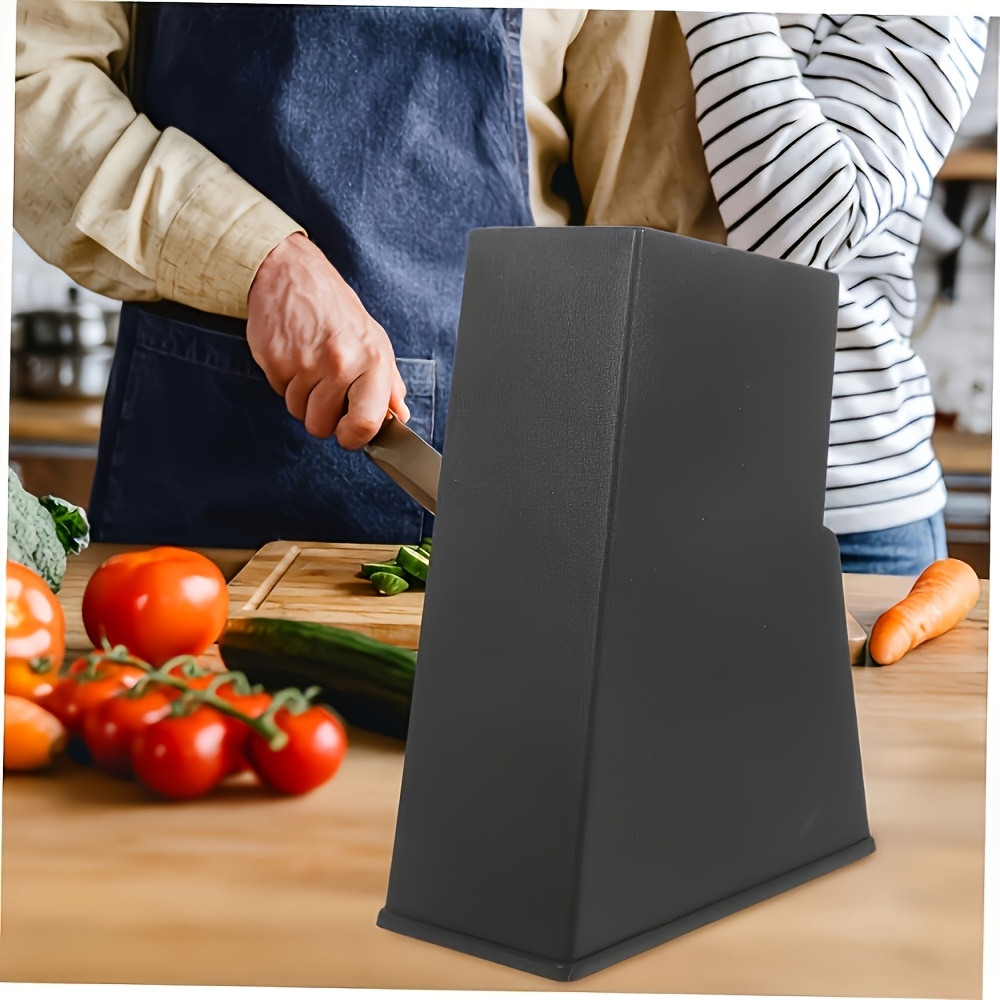 [Heavy-Duty Storage Box] Heavy-Duty Plastic Storage Box With An Ergonomic Base, Allowing For Vertical Or Horizontal Storage To Save Space. The Sturdy And Hygienic Black Display Rack Can Hold Chef's Knives, Bread Knives, And Fruit Knives