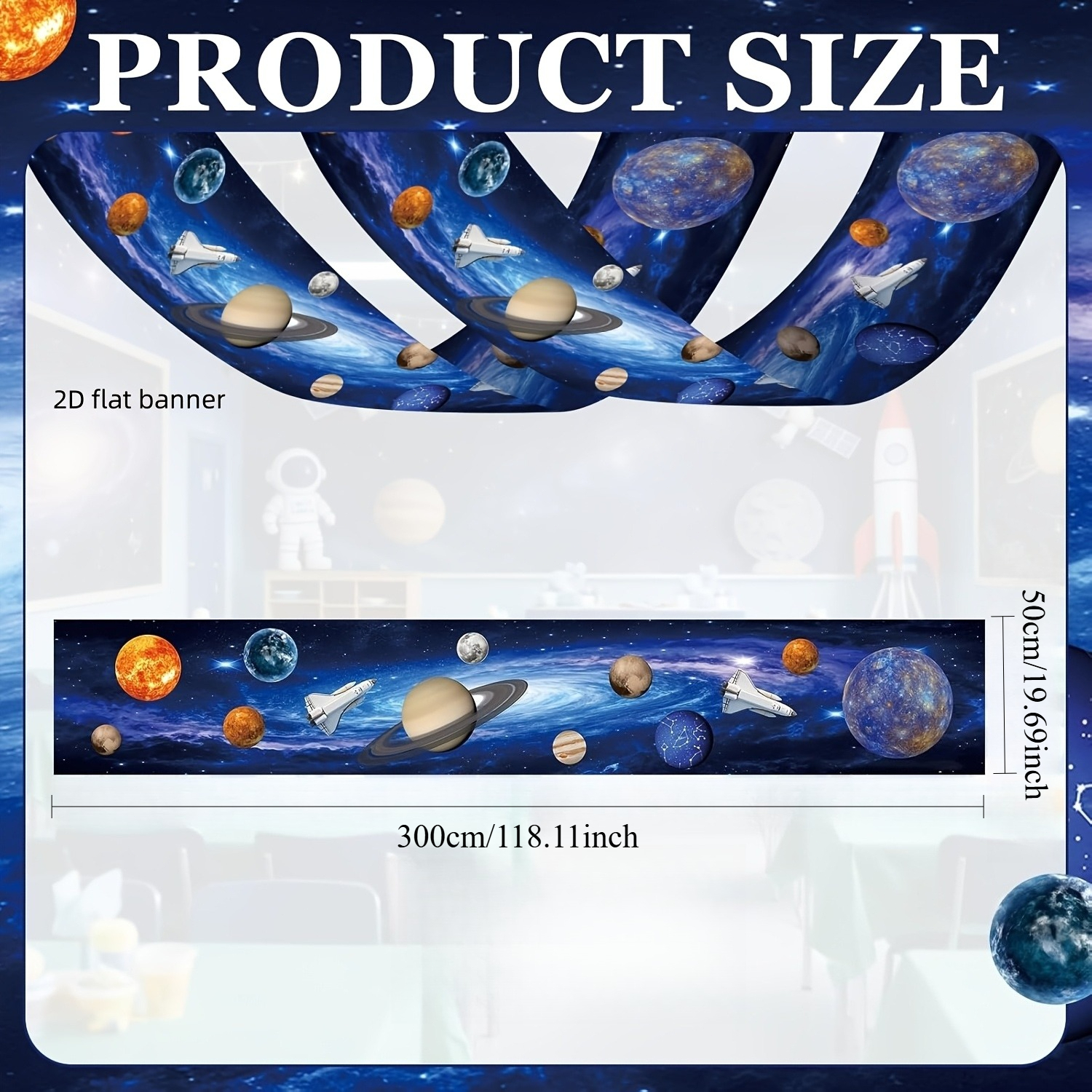TEMU 2d Flat, 2d Flat - 2d Flat, 2d Flat - 2d Flat Banner Space-themed Ceiling Decoration, Solar System Hanging Decor For Parties, Includes Planet