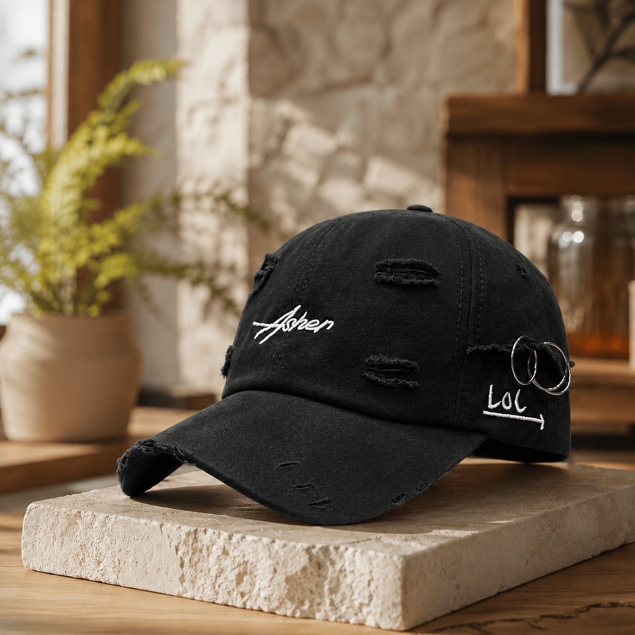 Unisex Retro Distressed Embroidered Baseball Cap, Comfortable Fit