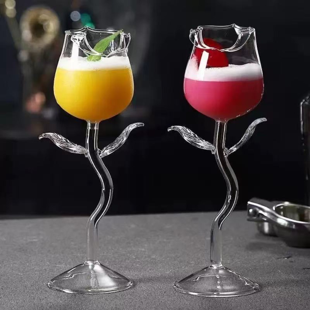 Image of 2pcs 2pcs Rose Wine Glasses With Lip-fit Bowl & - Dishwasher Crystal Stemware Suitable For ,, Juice, Drinks - For Parties, Weddings, Bars, For And Commercial Use