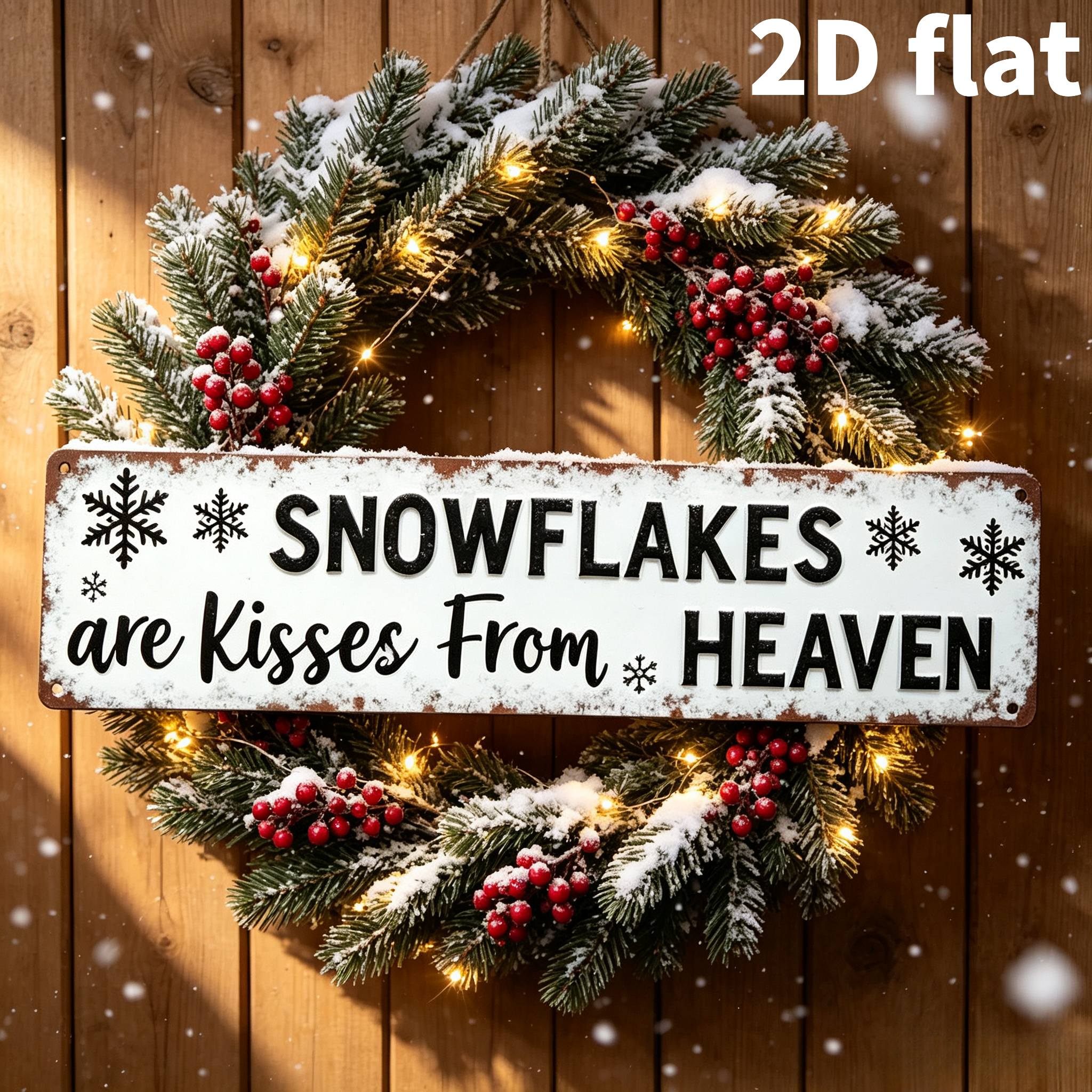 TEMU 2d Flat Printed 1-pack Vintage Wall Decor - "snowflakes Are From Heaven, " Farmhouse-style Winter Ornament With Snowflake And Star Patterns;