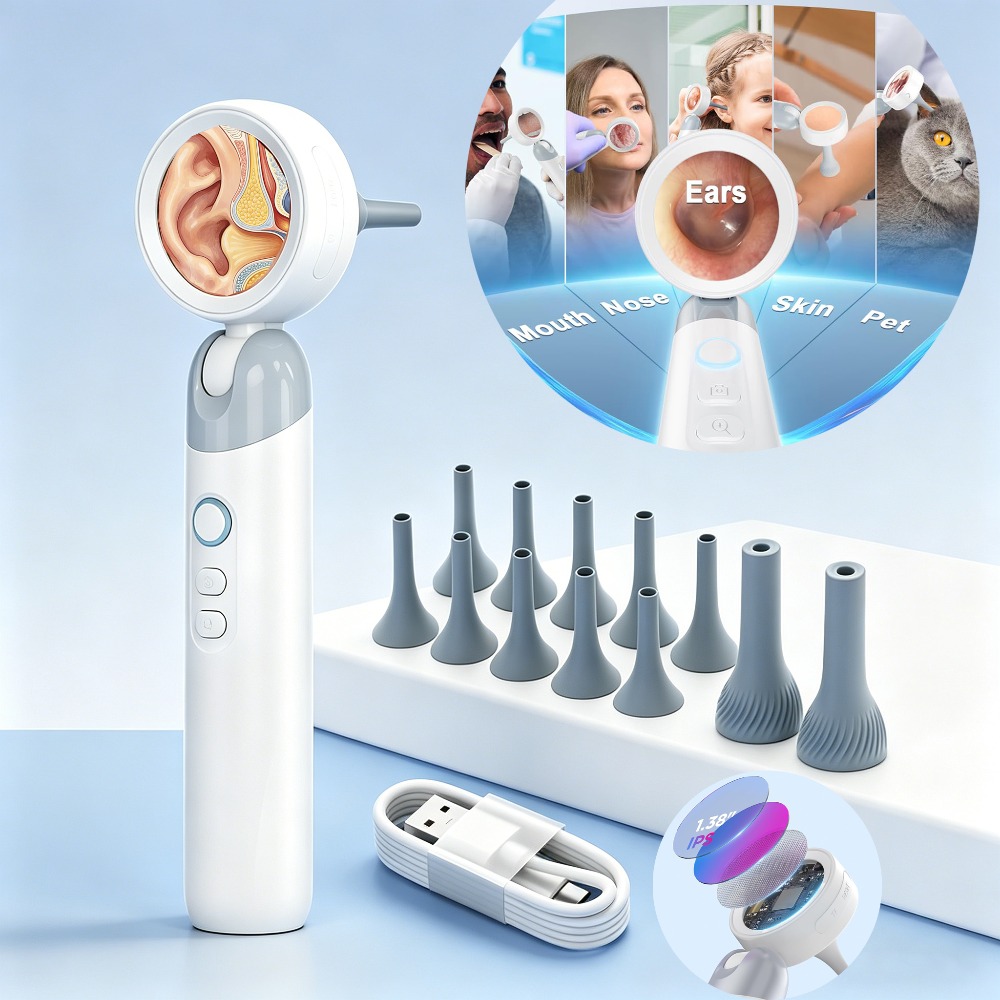 Image of With Light, 1.38' Screen 1080p Hd Cleaner, 12 Tips, Photo & Video Recording, Type-c Rechargeable, Cleaning For Adult Kid And Pet. Perfect Christmas Gift For .