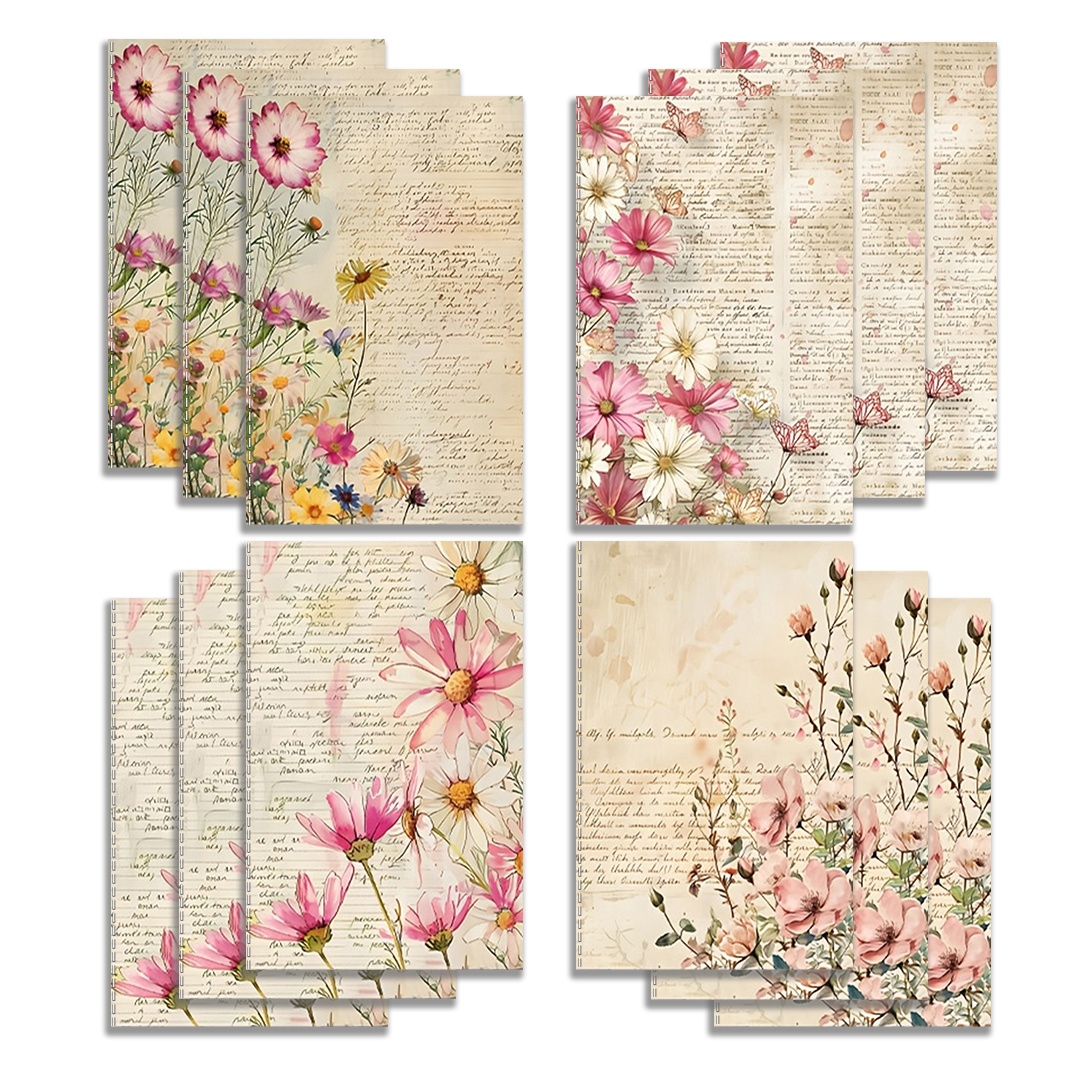 TEMU 12pcs/set Pocket Notebooks, Mini Notebooks With Pink And Pinkish Floral Pattern, Simple , Lightweight And Portable, Suitable For , Travel
