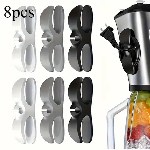A Set of 8 Plastic Cable Organizer Clips for Cable Storage for Kitchen Appliances, Cable Management Clips for Air Fryers, Coffee Makers And Blenders - No Batteries Required