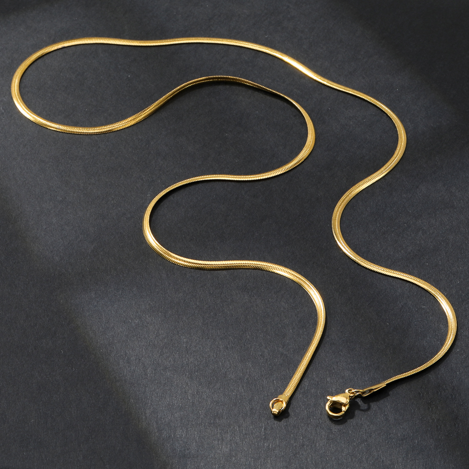 TEMU 1 Thin Flat Snake Bone Gold-plated Titanium Steel Anti-allergy Clavicle Chain, French Minimalist Basic Chain, Matte Gilded Gentle And Versatile,