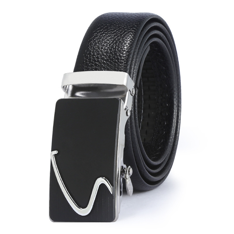 Men's Casual Leather Belt with Automatic Buckle