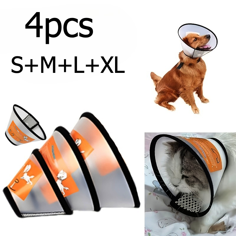 TEMU 4pcs (s+m+l+xl) Dog Soft Bibs, Hood, Dog/cat Grooming , Bath Anti-scratch Collar, Comfortable Bib, Black Trim, Suitable For Dog/cat Daily And