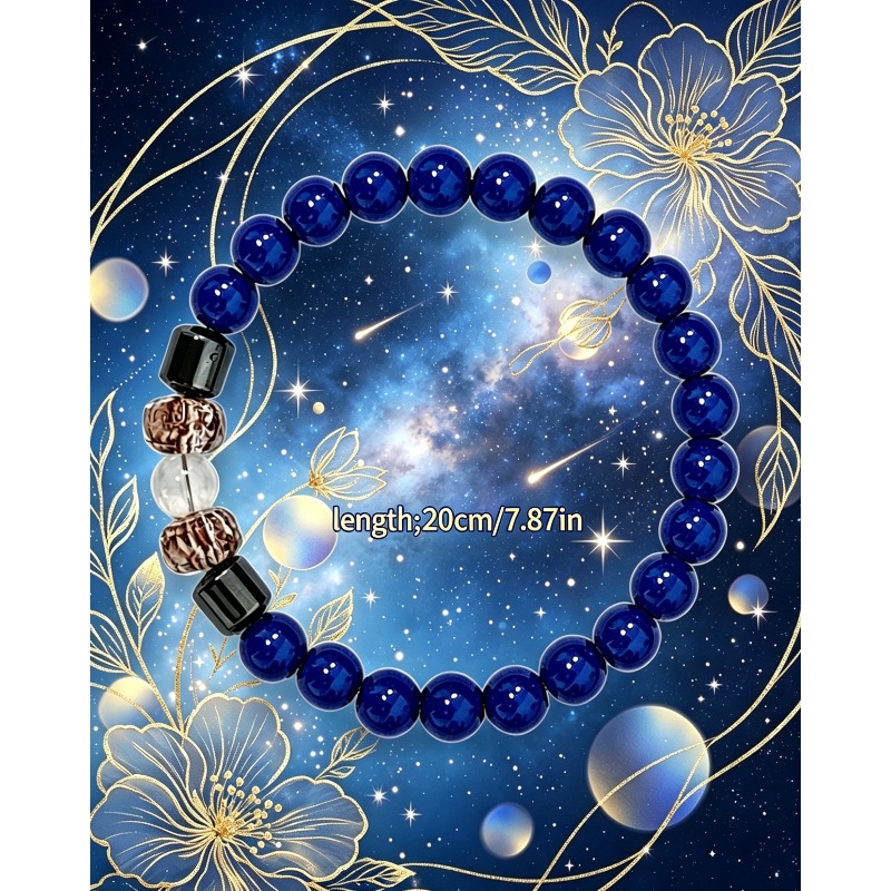 Trendy Blue Bead Bracelet, Simple Accessory