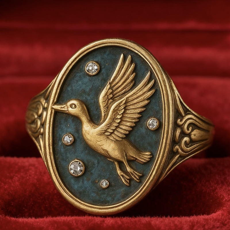 Women's Retro Golden Plated Red-Crowned Crane Ring — Holiday Gift