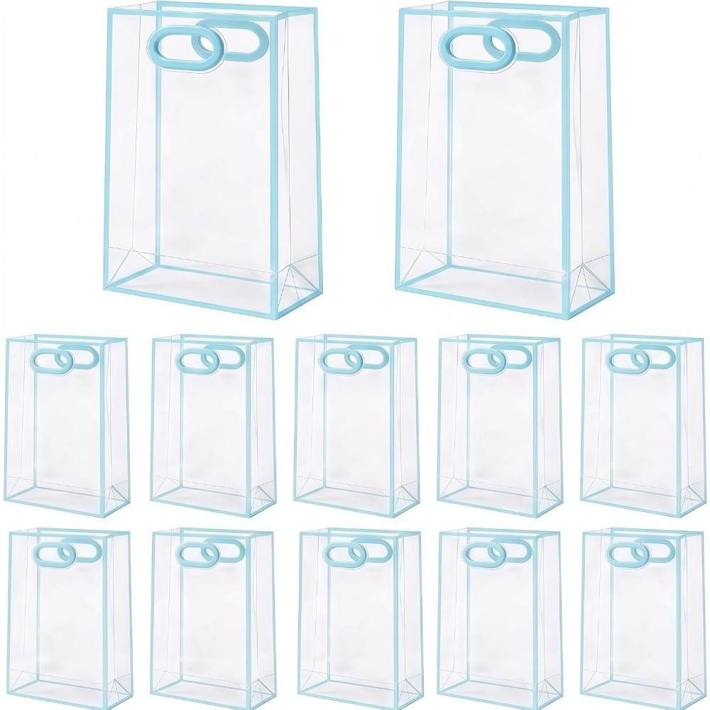 TEMU 12-pack Transparent Tote Gift Bags, Reusable Plastic Party Favor Bags, Clear Candy Gift Bags, Bulk Packaging, Suitable For Weddings, Bridal