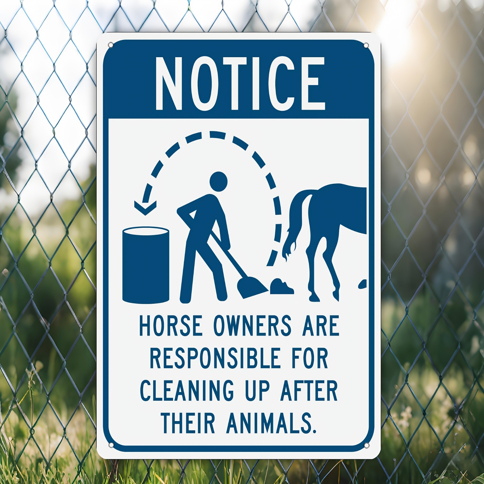TEMU 2d Flat, 2d Flat Plane, 1pc Horse Owner Sign - Durable Metal Plaque, Blue And , 20x30cm/8x12in Frameless Outdoor Wall Art, Suitable For Riding