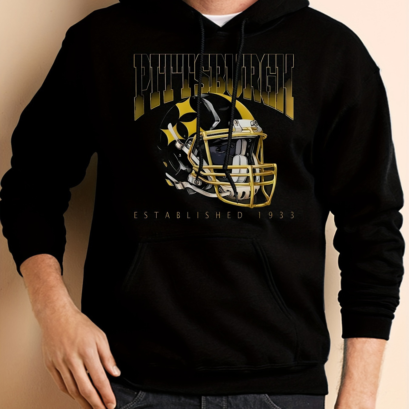 

1pc Men' Jersey - Fleece , Long Sleeves, And - Fan Slight