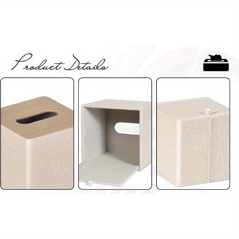 2 pack square tissue box cover with magnetic closure beige high quality bathroom living room decor fits standard tissues for home office or gift home decor accessory   accessory   texture functional decor item interior design lovers Product details 3
