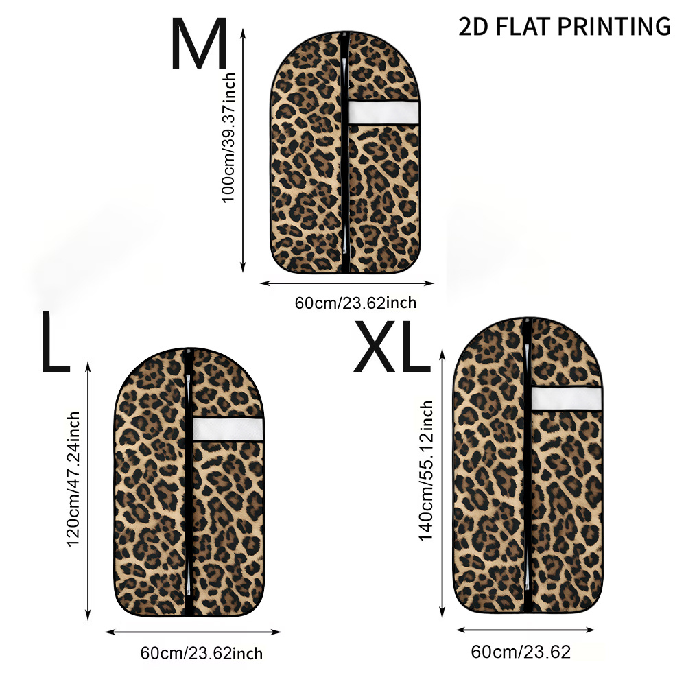 TEMU Classic Leopard Print Hanging Garment Storage Bag, 2d Flat Multi-functional Clothing Protector, Coat And Suit Storage Bag, Hanging Zipper