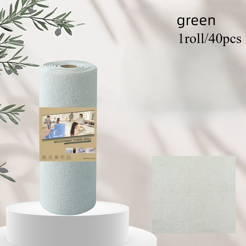 TEMU 1 Roll Of 40pcs Reusable Cleaning Wet Wipes, Household Kitchen Towel Roll, Dish Cloths, Alternative, Suitable For Living Room, Bedroom, And