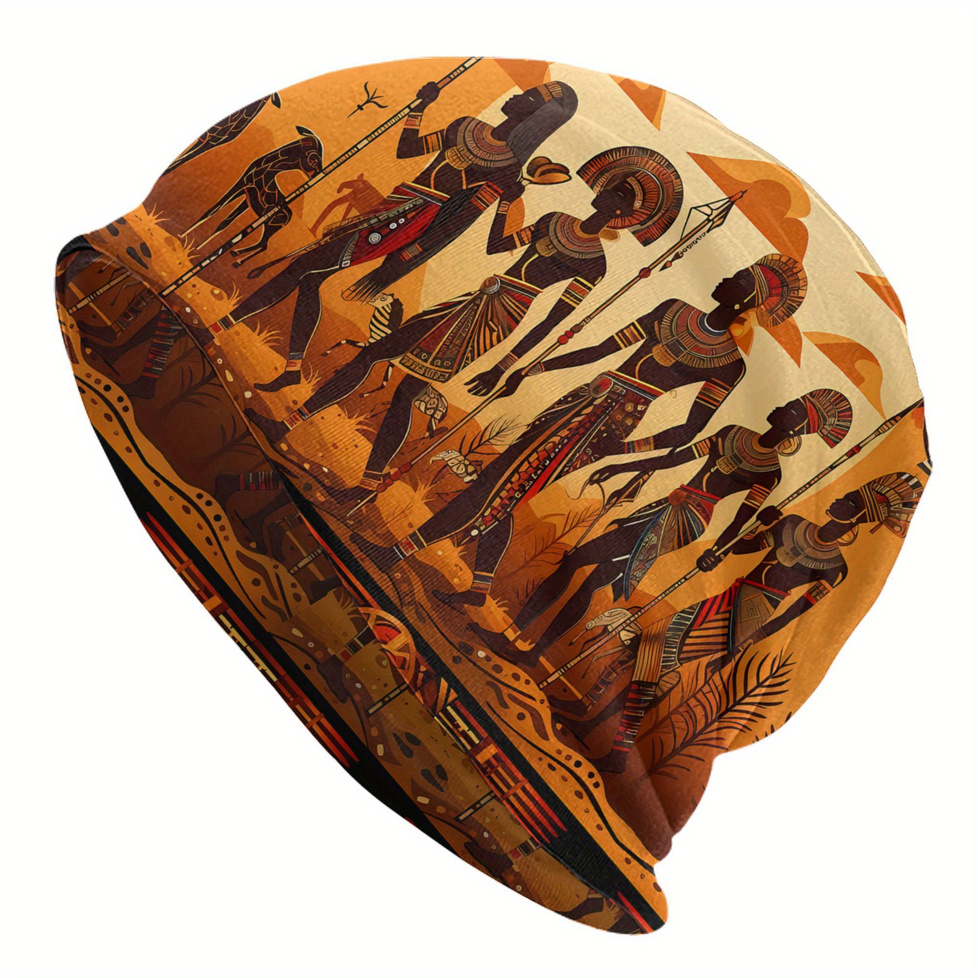 

Style, Vibrant African-inspired Knit Beanie Cap - Fashion Bonnet With , Polyester And Spandex , Ideal For Men And Women