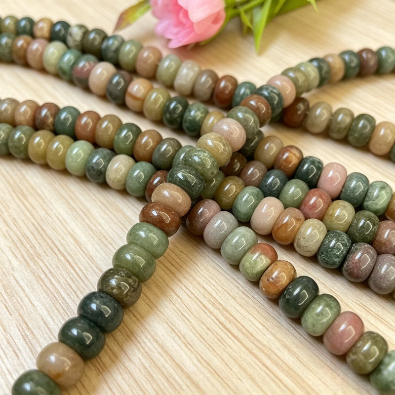 TEMU Beads And Bead Assortments, Jewelry Kits, Natural Indian Agate Beads 5x8mm, Rondelle Loose Beads For Jewelry, Elegant Fashion Accessory Gift For