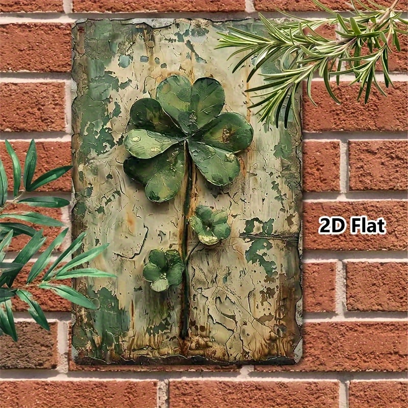 TEMU 2d Flat, 2d Flat Printed Wooden Sign For 's Day Decoration, Featuring A Swinging 's Day Dog With A Clover And Floral Easter Wooden Sign For Wall