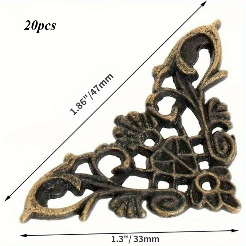 20pcs Furniture Decorative Cover Retro Decor Decorative Metal Corners Appliques For Furniture Crafts