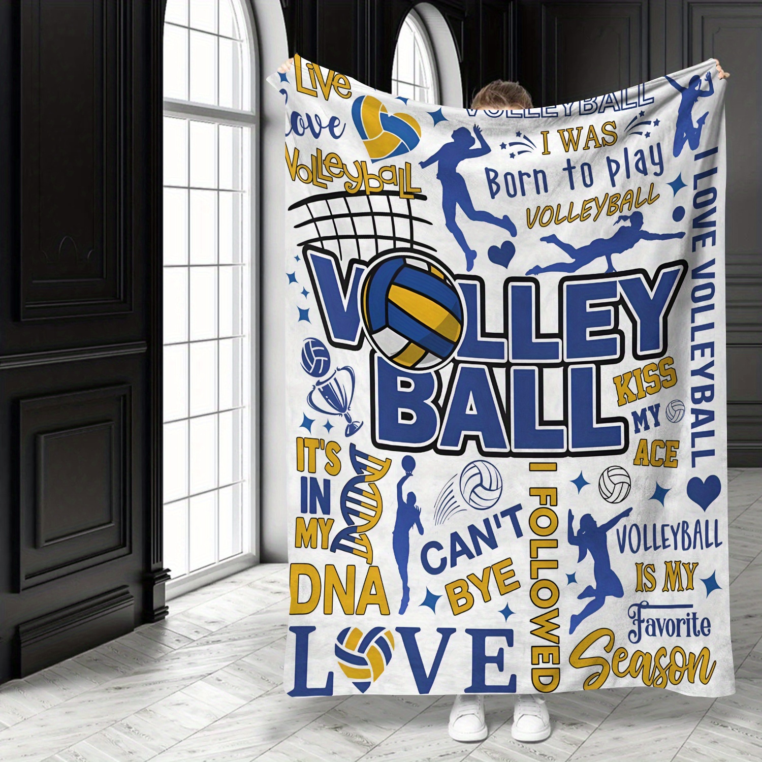 

1pc Volleyball Flannel Fleece Blanket - Knitted Blanket , For Volleyball And , Pattern, , 200-250gsm