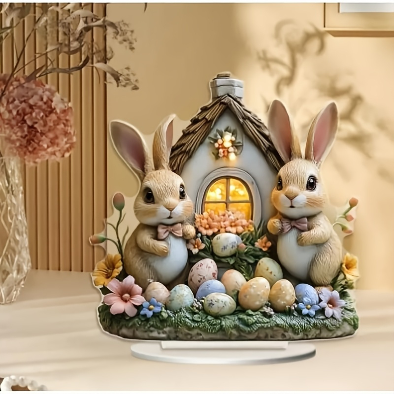 

Easter Rabbit Acrylic Statue With Window-no Power Supply, Decoration Without