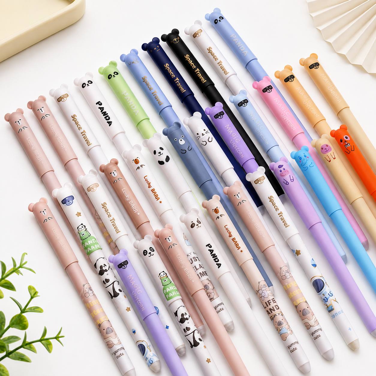 15pcs Animal-Themed Erasable Gel Pens Set with Refills