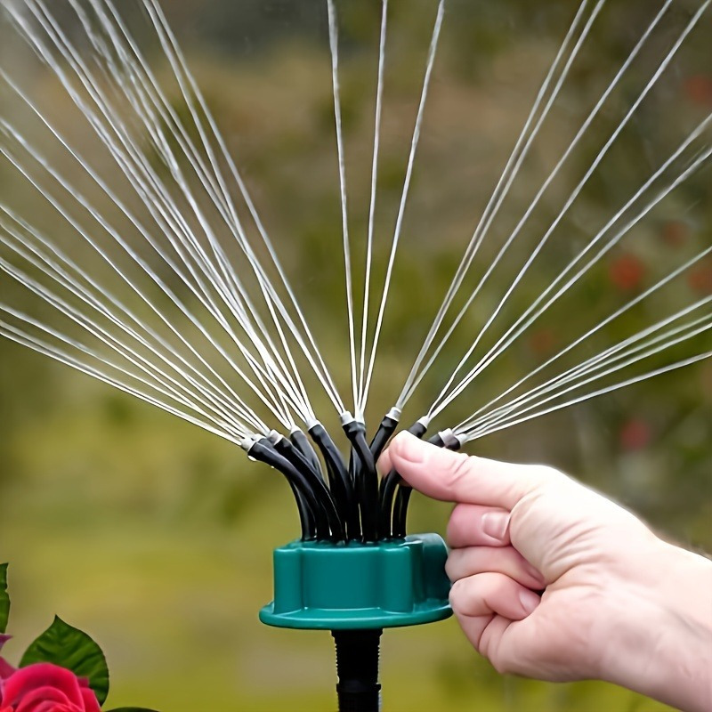 360 laipsnių automatiškai besisukantis sodo laistytuvas | Elektros nereikalaujanti vejos laistymo sistema | Daugiagalvis plačiakampis purkštukas tolygiam aprėpimui | Patvarus plastikas, lengvas montavimas, sodo drėkinimo įrankis
